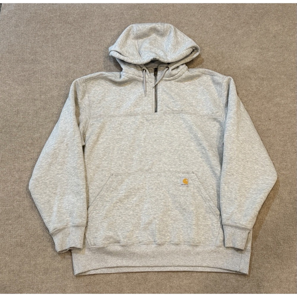 Carhartt Rain Defender Mens XL Gray Quarter Zip Hoodie Sweatshirt Workwear